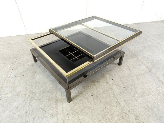 Vintage Sliding Glass Coffee Table by Maison Jansen, 1970s-IRH-1738935