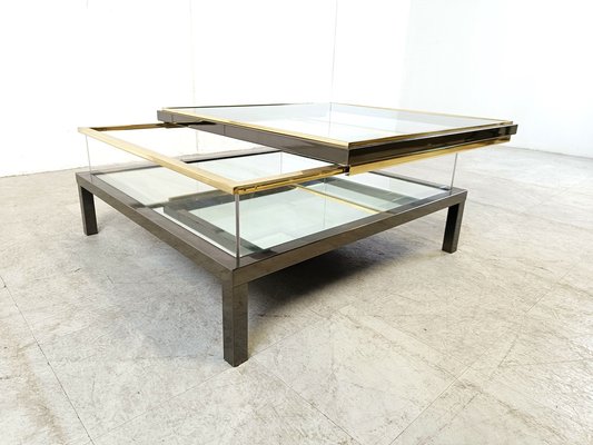 Vintage Sliding Glass Coffee Table by Maison Jansen, 1970s-IRH-1738935