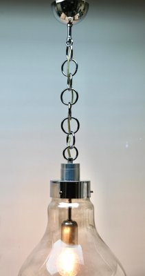 Vintage Smoked Glass Pendant Ceiling Light in the Shape of a Big Bulb, 1960s-MJY-1150355