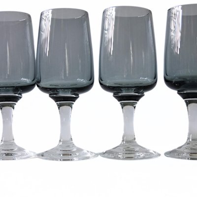 Vintage Smoked Grey Glasses from Holmegaard, 1960s, Set of 9-JKV-2031828