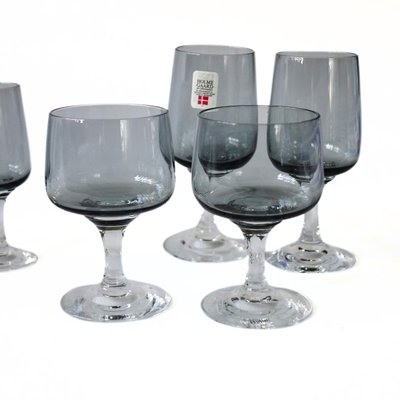 Vintage Smoked Grey Glasses from Holmegaard, 1960s, Set of 9-JKV-2031828