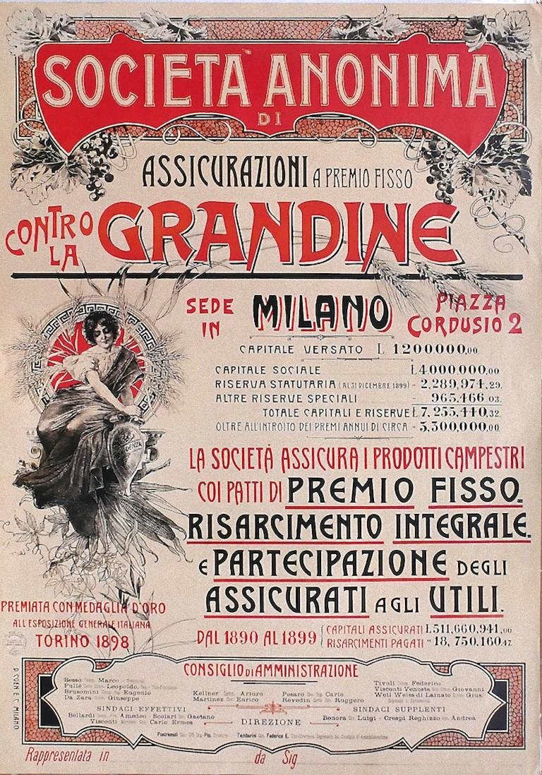 Vintage Società Anonima di Assicurazioni Poster