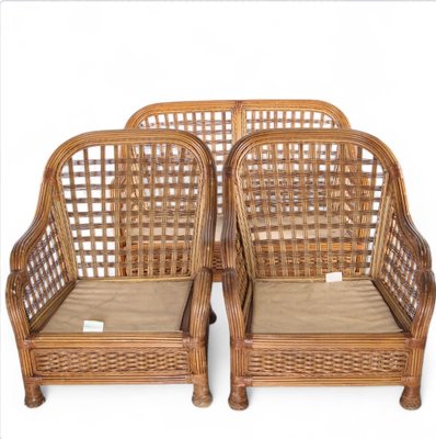 Vintage Sofa and Armchairs in Rattan, 1970s, Set of 3-DSC-2028001