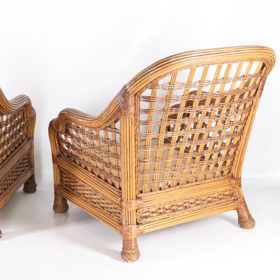 Vintage Sofa and Armchairs in Rattan, 1970s, Set of 3-DSC-2028001