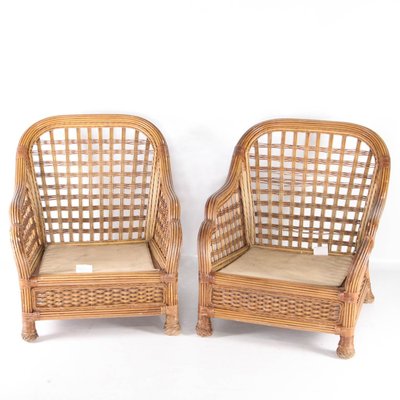 Vintage Sofa and Armchairs in Rattan, 1970s, Set of 3-DSC-2028001