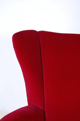 Vintage Sofa in Red Velvet, 1950s-XSG-1366561