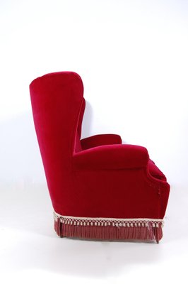 Vintage Sofa in Red Velvet, 1950s-XSG-1366561