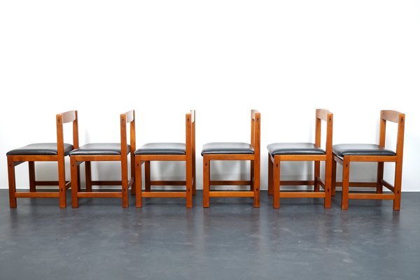 Vintage Solid Teak Dining Chairs, Denmark, 1960s, Set of 6-CIP-1065295