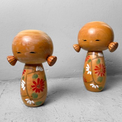 Vintage Sosaku Kokeshi Dolls by Uchida Schinichiro, Japan, 1960s, Set of 2-DWL-1786494