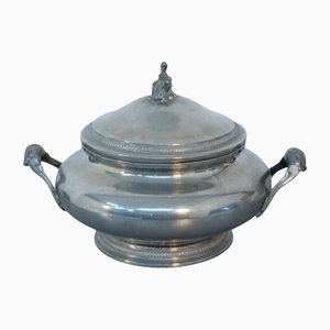 Vintage Soup Tureen in Silver Metal With Lid-RCE-1230477