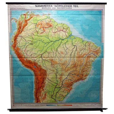 Vintage South America Brasilia and Neighbour States Rollable Map Wall Chart-KJP-1149223