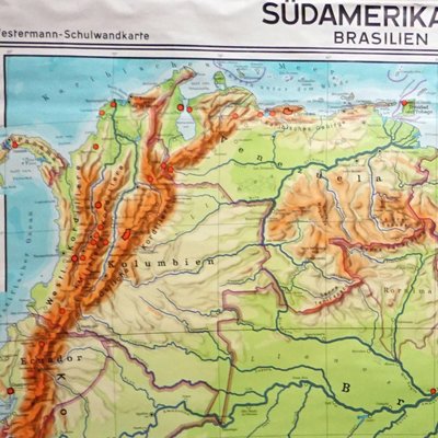 Vintage South America Brasilia and Neighbour States Rollable Map Wall Chart-KJP-1149223