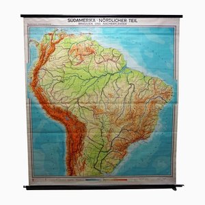 Vintage South America Brasilia and Neighbour States Rollable Map Wall Chart-KJP-1149223