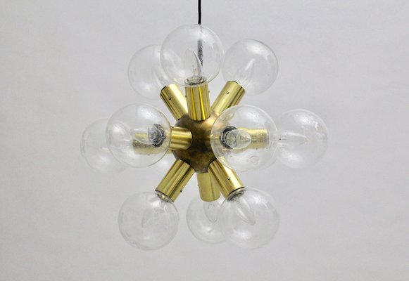 Vintage Space Age 12-Arm Atomic Sputnik Lamp in Brass from J. T. Kalmar, Vienna, 1970s-NB-956203