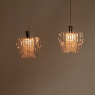 Vintage Space Age Acrylic Glass Pendant Lamps from Raak Amsterdam, 1960s, Set of 2-QVY-1796307