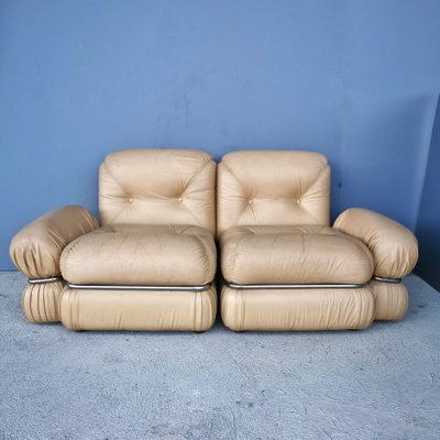 Vintage Space Age Beige 2 -Seater Modular Sofa, 1970s, Set of 2-PRS-1812934