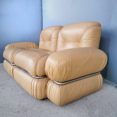 Vintage Space Age Beige 2 -Seater Modular Sofa, 1970s, Set of 2-PRS-1812934