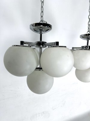 Vintage Space Age Ceiling Lamps in Chrome and Opaline Glass. Italy 1980s , Set of 2-OT-1727820