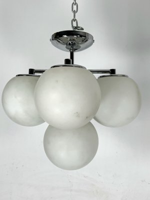 Vintage Space Age Ceiling Lamps in Chrome and Opaline Glass. Italy 1980s , Set of 2-OT-1727820