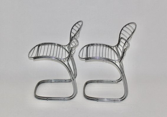 Vintage Space Age Chromed Tube Steel Chairs Model Sabrina by Gastone Rinaldi, Italy, 1970s, Set of 2-NB-1152657