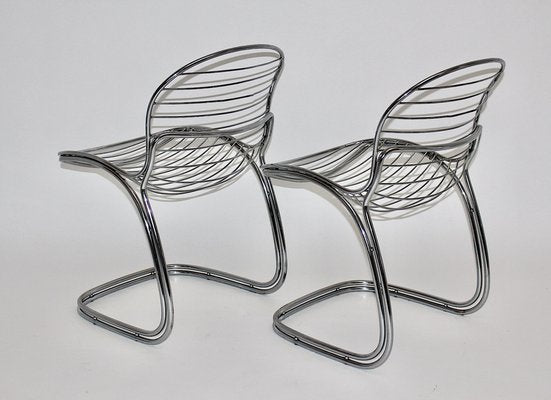 Vintage Space Age Chromed Tube Steel Chairs Model Sabrina by Gastone Rinaldi, Italy, 1970s, Set of 2-NB-1152657