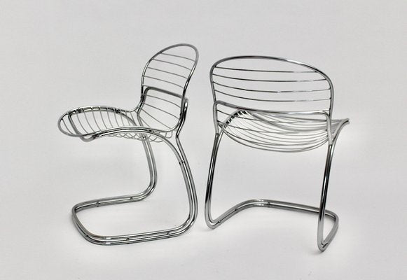 Vintage Space Age Chromed Tube Steel Chairs Model Sabrina by Gastone Rinaldi, Italy, 1970s, Set of 2-NB-1152657