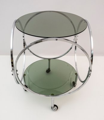 Vintage Space Age Coffee Table in Steel and Smoked Glass, 1970s-FER-1071349