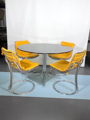 Vintage Space Age Dinner Table and Chairs in the style of Gastone Rinaldi, 1960s, Set of 5-OT-1426410