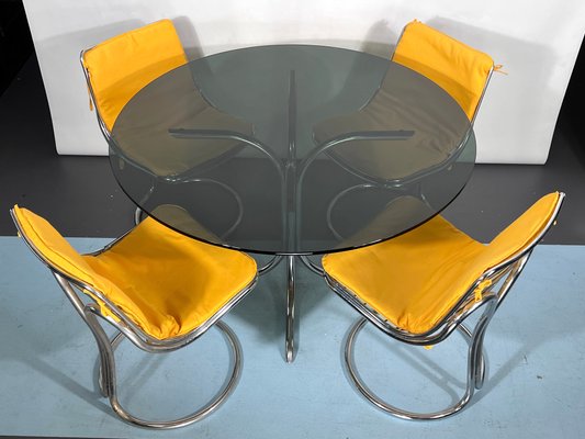 Vintage Space Age Dinner Table and Chairs in the style of Gastone Rinaldi, 1960s, Set of 5-OT-1426410