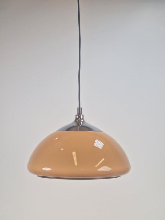 Vintage Space Age Dome Pendant Lamp in Chrome from Dijkstra Lampen, 1970s