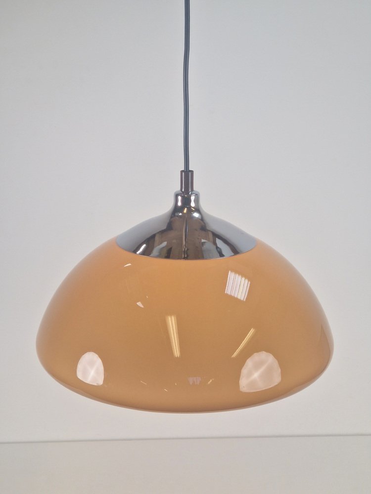 Vintage Space Age Dome Pendant Lamp in Chrome from Dijkstra Lampen, 1970s