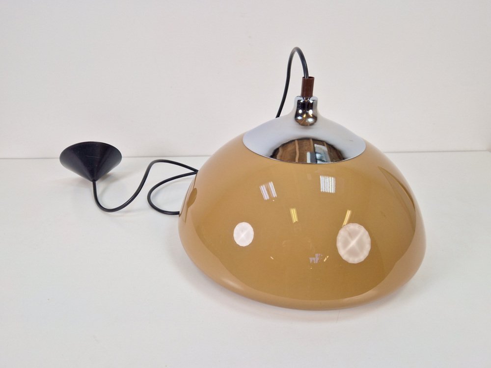 Vintage Space Age Dome Pendant Lamp in Chrome from Dijkstra Lampen, 1970s