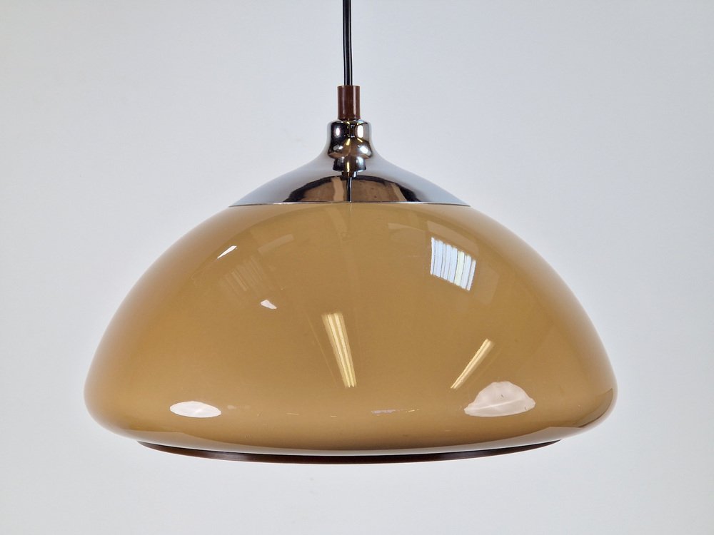 Vintage Space Age Dome Pendant Lamp in Chrome from Dijkstra Lampen, 1970s