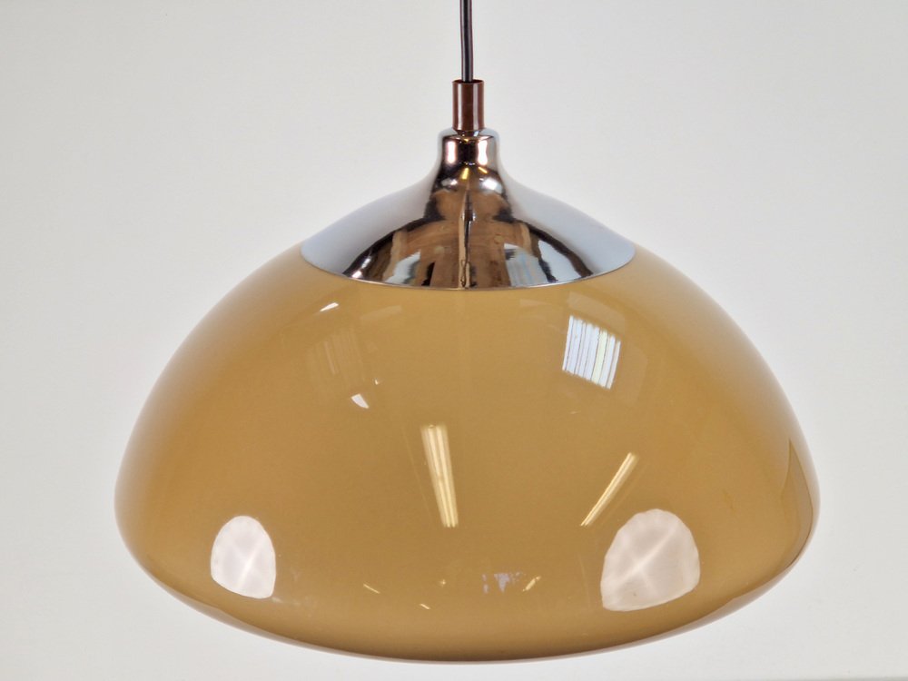 Vintage Space Age Dome Pendant Lamp in Chrome from Dijkstra Lampen, 1970s