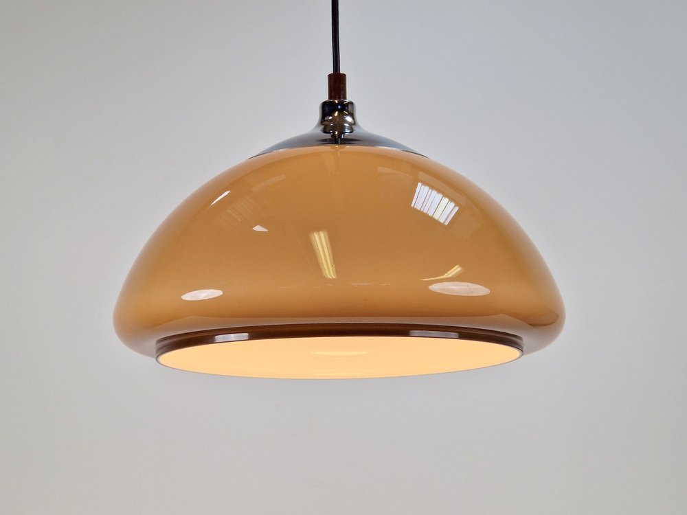 Vintage Space Age Dome Pendant Lamp in Chrome from Dijkstra Lampen, 1970s