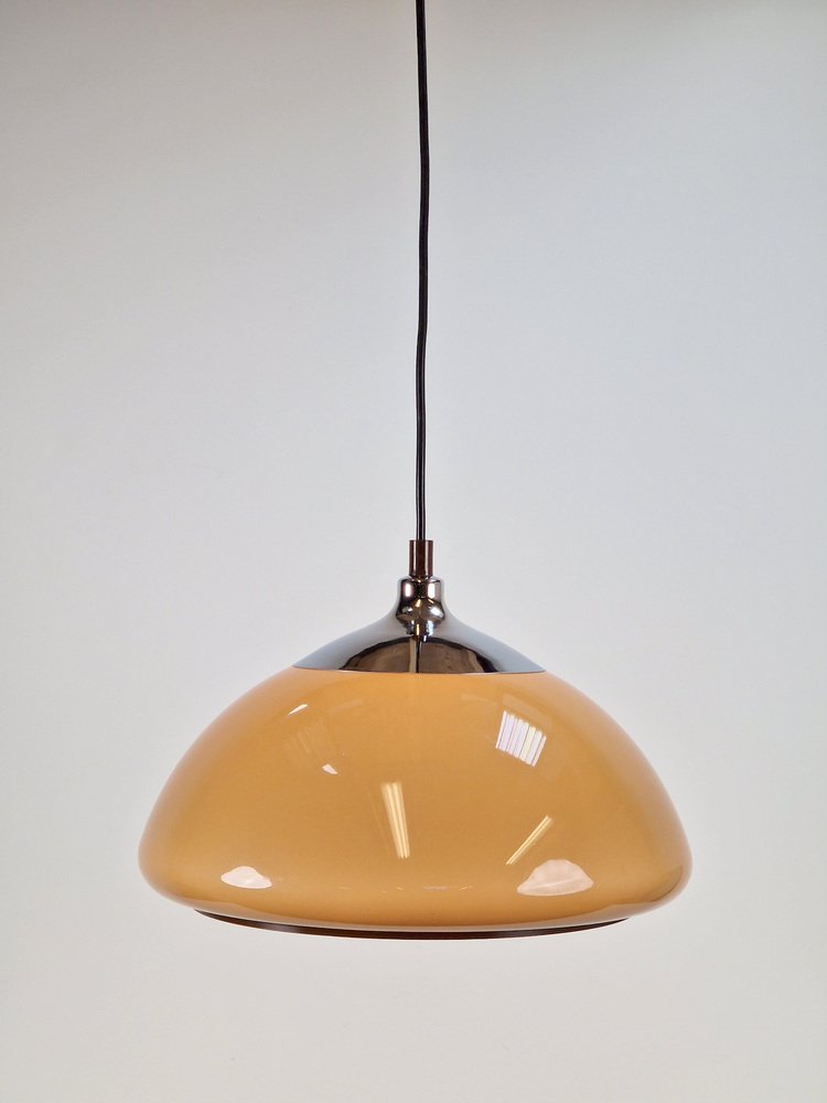 Vintage Space Age Dome Pendant Lamp in Chrome from Dijkstra Lampen, 1970s