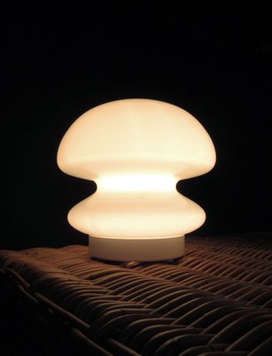 Vintage Space Age Italian White Murano Glass Table Lamps, 1972, Set of 2-FHZ-693011