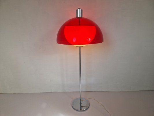 Vintage Space Age Red and White Mushroom Table Lamp, 1970s-DGW-2027914