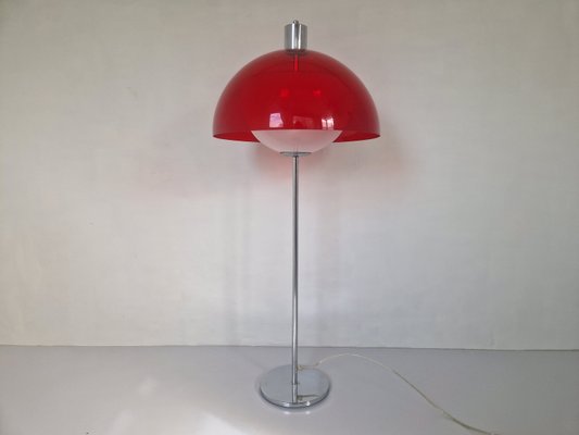 Vintage Space Age Red and White Mushroom Table Lamp, 1970s-DGW-2027914