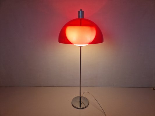 Vintage Space Age Red and White Mushroom Table Lamp, 1970s-DGW-2027914