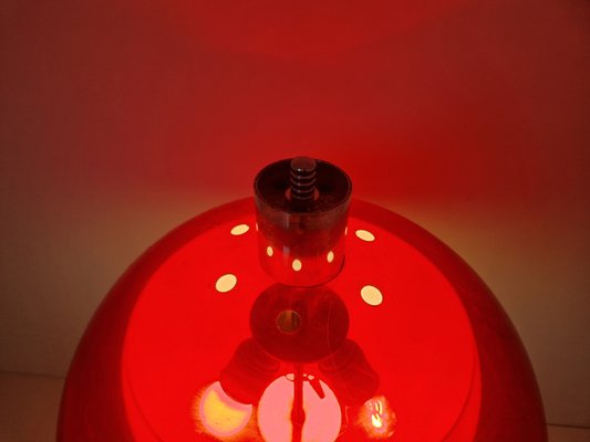 Vintage Space Age Red and White Mushroom Table Lamp, 1970s-DGW-2027914