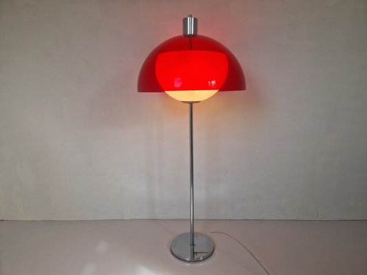 Vintage Space Age Red and White Mushroom Table Lamp, 1970s-DGW-2027914