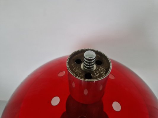 Vintage Space Age Red and White Mushroom Table Lamp, 1970s-DGW-2027914