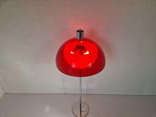 Vintage Space Age Red and White Mushroom Table Lamp, 1970s-DGW-2027914