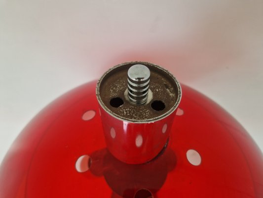 Vintage Space Age Red and White Mushroom Table Lamp, 1970s-DGW-2027914