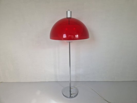 Vintage Space Age Red and White Mushroom Table Lamp, 1970s-DGW-2027914