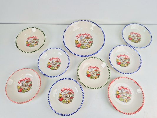 Vintage Spaghetti Plates & Serving Bowl Pasta from CMS Italy, 1980s, Set of 9-AXJ-2033997