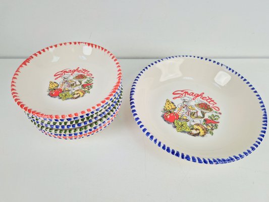 Vintage Spaghetti Plates & Serving Bowl Pasta from CMS Italy, 1980s, Set of 9-AXJ-2033997