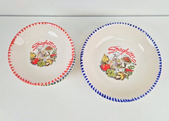 Vintage Spaghetti Plates & Serving Bowl Pasta from CMS Italy, 1980s, Set of 9-AXJ-2033997