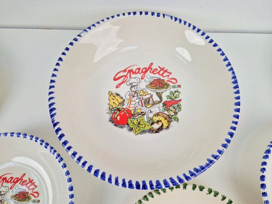 Vintage Spaghetti Plates & Serving Bowl Pasta from CMS Italy, 1980s, Set of 9-AXJ-2033997